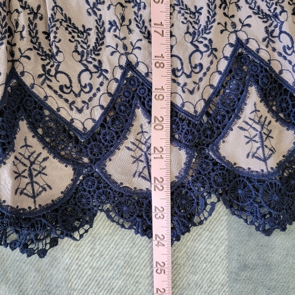 Altar'd State Gray Blue Ruffle Sleeve Crochet Lace Top Size M - Picture 11 of 11